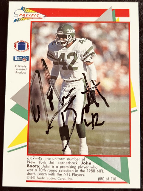 John Booty signed New York Jets 1991 Pacific Flash NFL football card - AutographsForSale.com