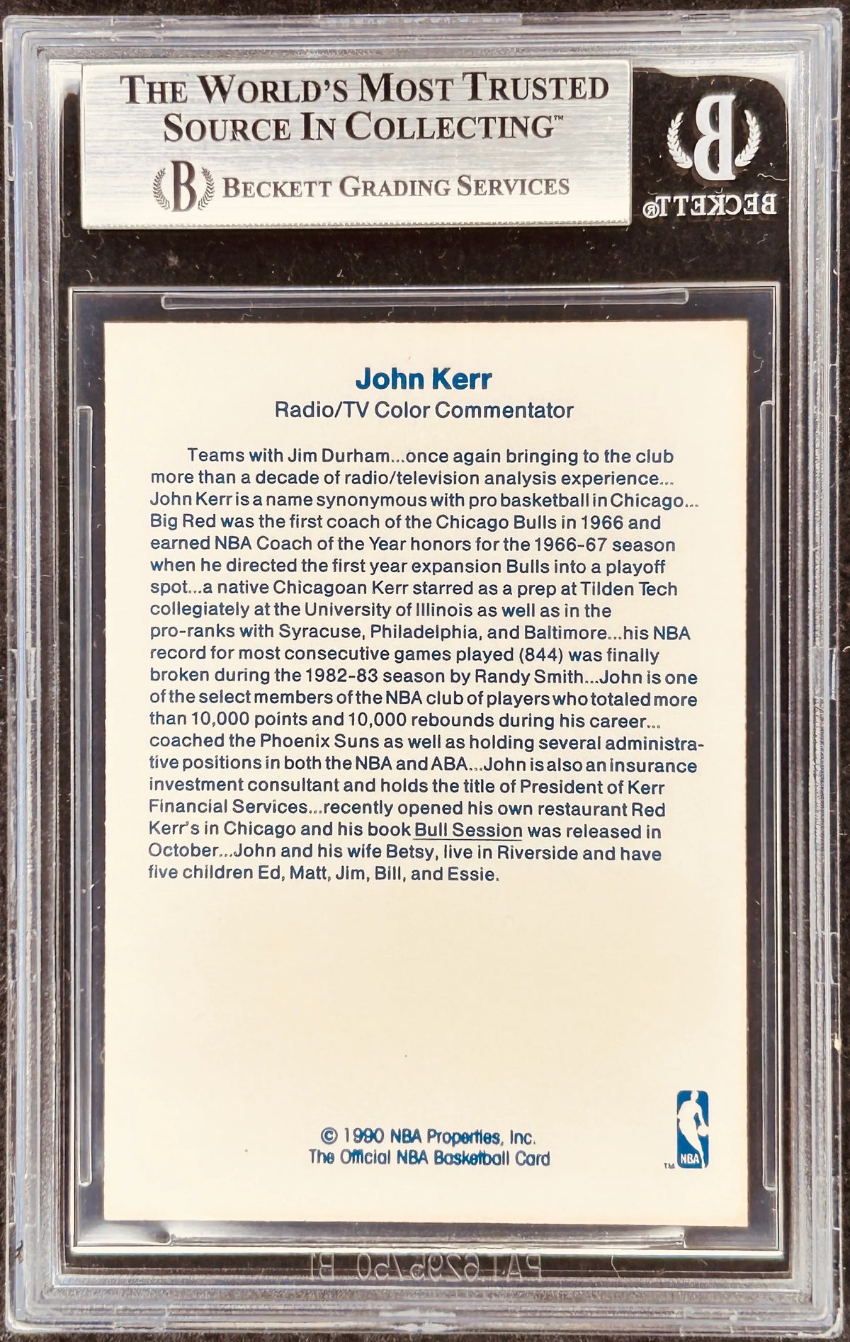 Johnny John Red Kerr Chicago Bulls 1989-90 Hoops Announcers card BGS 7 - AutographsForSale.com