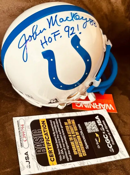 John Mackey signed Baltimore Colts mini helmet JSA - AutographsForSale.com