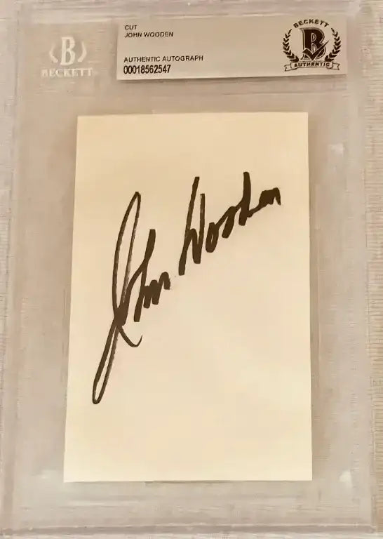 John Wooden autographed 3x5 cut signature BAS slabbed UCLA - AutographsForSale.com