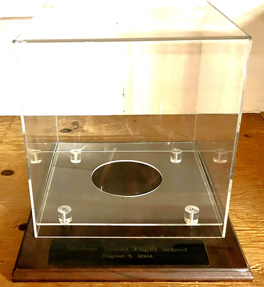 Michael Jordan basketball acrylic & wood display case (used) - AutographsForSale.com