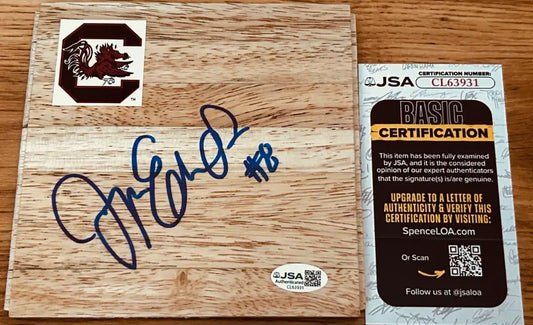 Autographed South Carolina Gamecocks wood plaque with JSA certification, authentic NCAA memorabilia