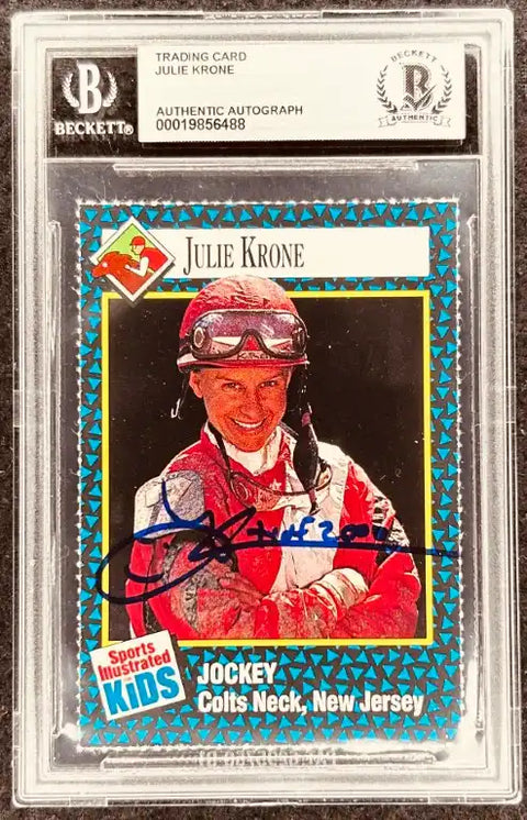 Julie Krone jockey autographed trading card, Beckett authenticated, Sports Illustrated Kids