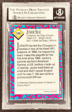 Junior Seau signed Chargers 1993 SI for Kids card BAS slab - AutographsForSale.com