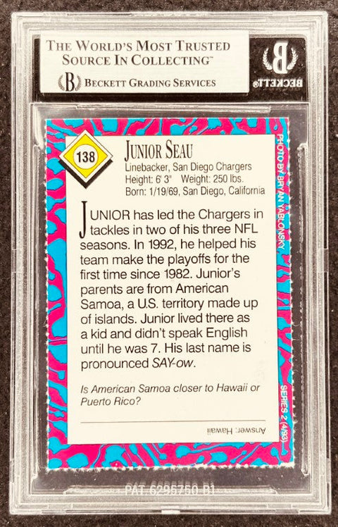 Junior Seau signed Chargers 1993 SI for Kids card BAS slab - AutographsForSale.com