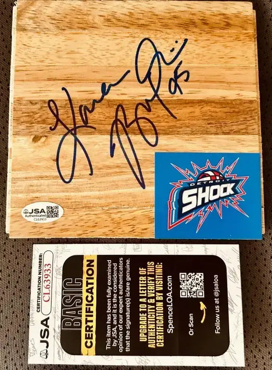 Kara Braxton signed WNBA Detroit Shock basketball wood floor JSA - AutographsForSale.com