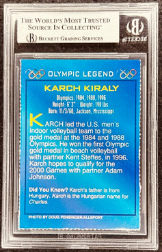Karch Kiraly Olympic Legend autographed trading card, Beckett graded, beach volleyball gold medalist