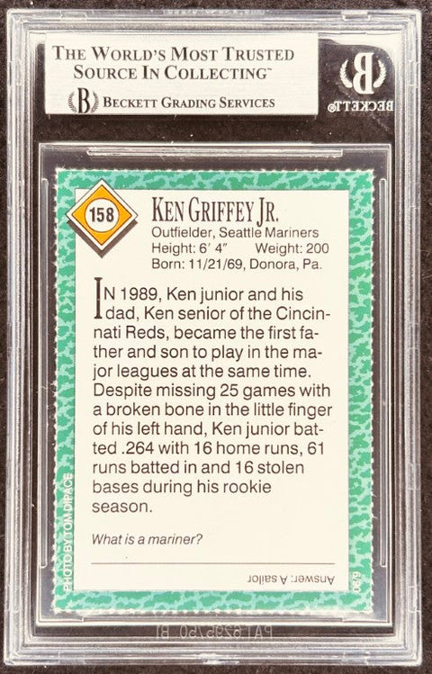 Ken Griffey Jr signed Mariners 1990 SI for Kids card BAS (back)