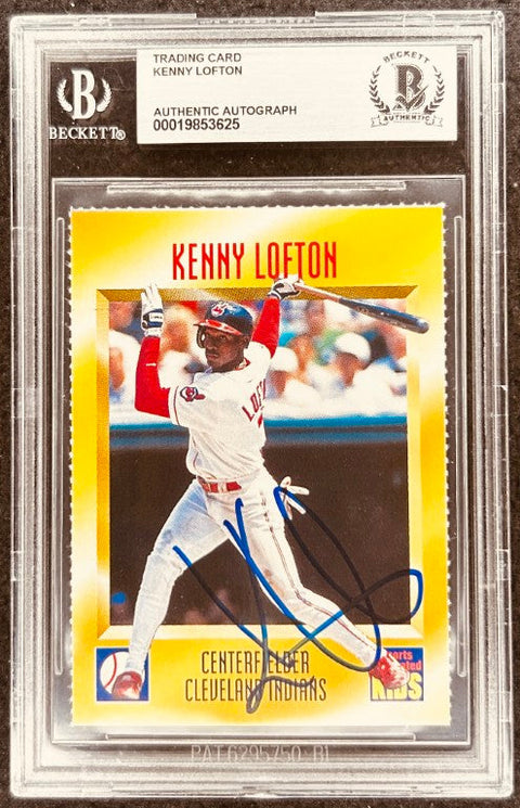 Kenny Lofton signed Indians 1995 SI for Kids card BAS