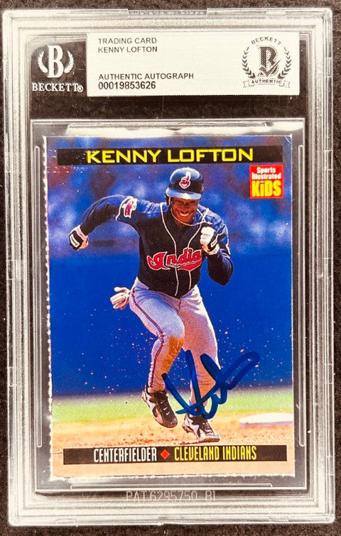 Kenny Lofton signed Indians 1998 SI for Kids card BAS