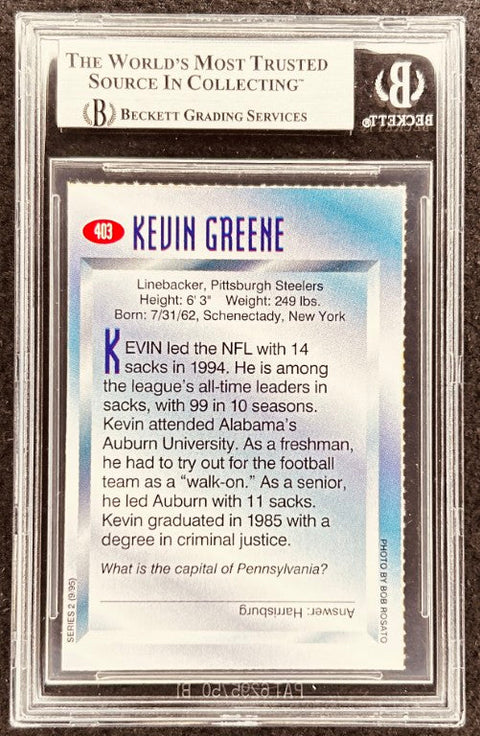Kevin Greene signed Steelers 1995 SI for Kids card BAS slab - AutographsForSale.com