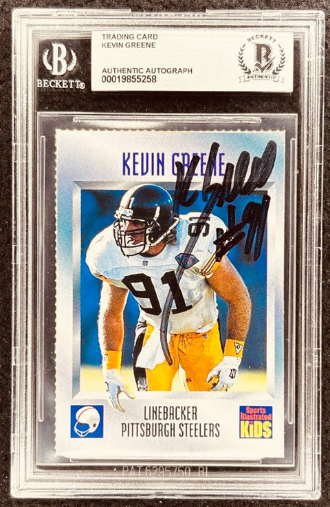 Kevin Greene signed Steelers 1995 SI for Kids card BAS slab - AutographsForSale.com
