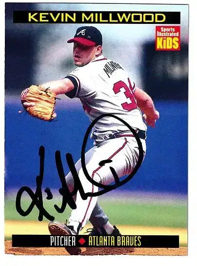 Kevin Millwood autographed SI for Kids card - pitcher for the Atlanta Braves, signed in black Sharpie