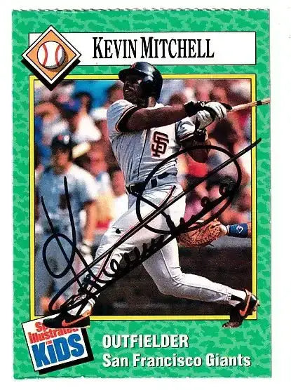 Kevin Mitchell autographed SI for Kids card - outfielder for the San Francisco Giants, signed in black Sharpie