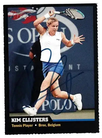 Kim Clijsters autographed SI for Kids card - tennis player, signed in blue Sharpie
