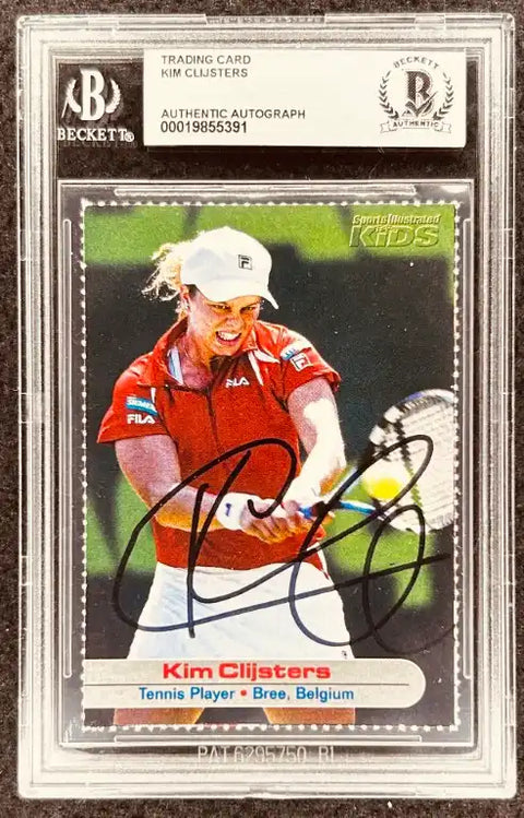 Kim Clijsters tennis player autograph trading card, Beckett authenticated, Sports Illustrated Kids