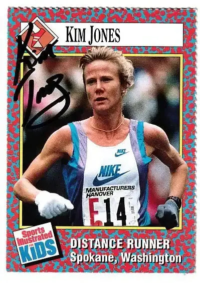Kim Jones autographed SI for Kids card - distance runner, signed in black Sharpie