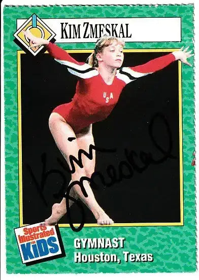 Kim Zmeskal autographed SI for Kids card - U.S. Olympic gymnast, signed in black Sharpie