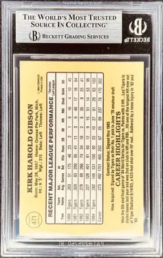 Kirk Gibson signed Detroit Tigers 1985 Donruss card BAS slabbed - AutographsForSale.com