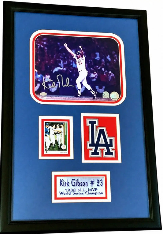 Kirk Gibson signed Dodgers 1988 World Series HR 8x10 photo framed - AutographsForSale.com