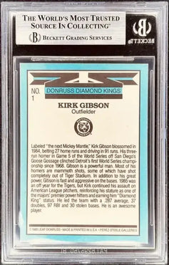 Kirk Gibson signed Detroit Tigers 1986 Donruss Diamond King card BAS - AutographsForSale.com