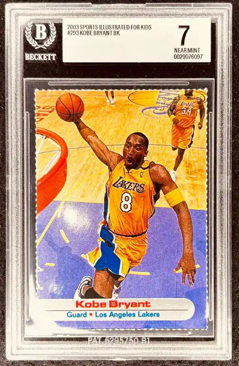 Kobe Bryant Lakers basketball card, 2003 Sports Illustrated for Kids #293, Beckett graded 7 Near Mint