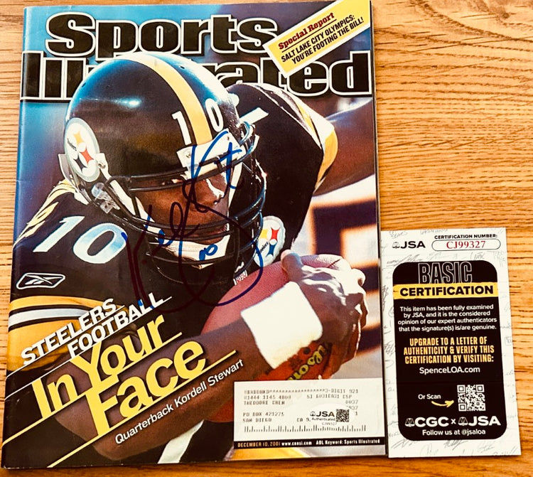 Signed Sports Illustrated magazine featuring Steelers quarterback, authenticated by JSA.