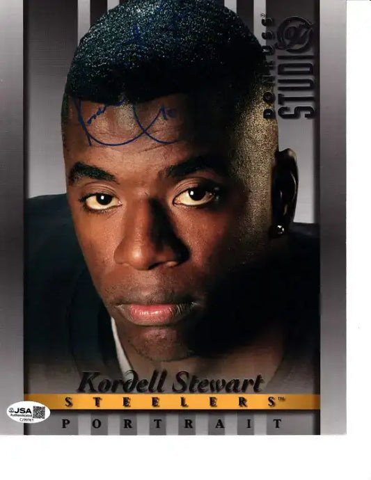 Kordell Stewart signed Steelers 1997 Donruss Studio 8x10 card JSA - AutographsForSale.com