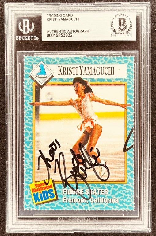 Kristi Yamaguchi autographed trading card, figure skater, Beckett authenticated, Sports Illustrated Kids