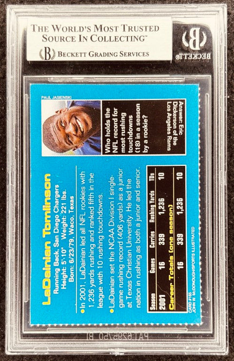 LaDainian Tomlinson signed Chargers 2002 SI for Kids card BAS (back)