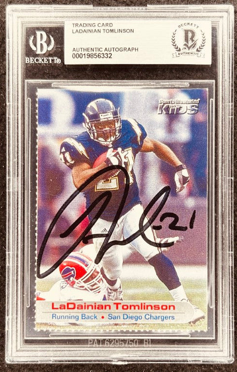 LaDainian Tomlinson signed Chargers 2002 SI for Kids card BAS