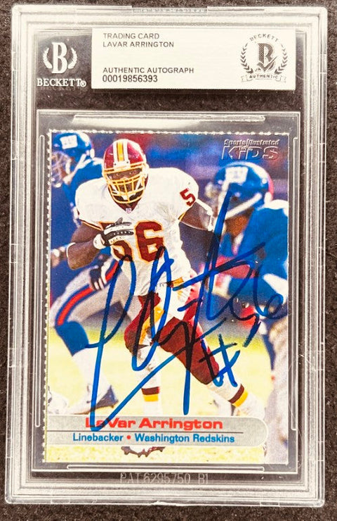 LaVar Arrington signed Redskins 2002 SI for Kids card BAS