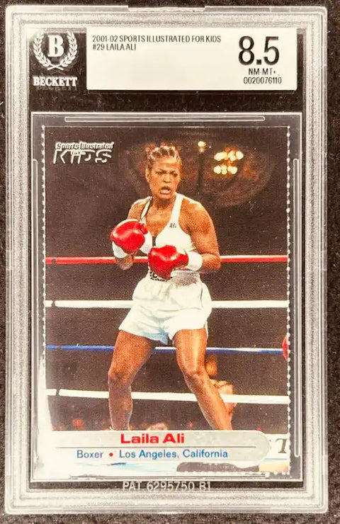 Laila Ali boxing card, 2001-02 Sports Illustrated for Kids #29, Beckett graded 8.5 NM-MT+