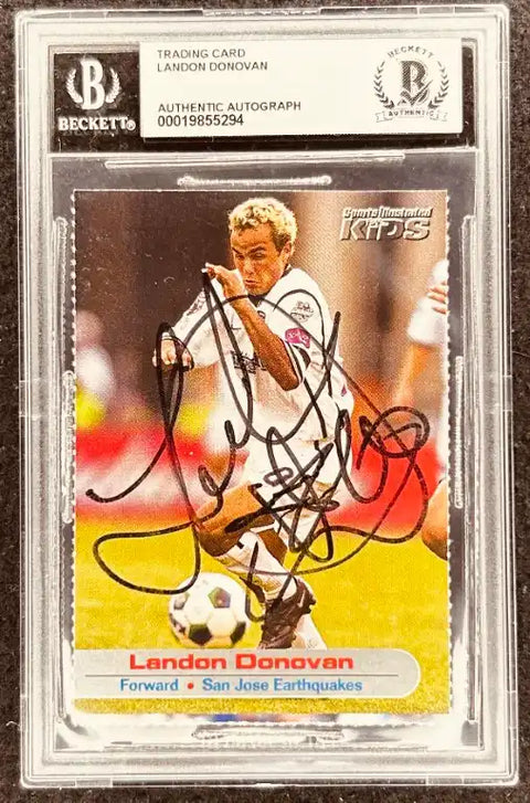 Landon Donovan autographed soccer trading card, San Jose Earthquakes, Beckett authenticated