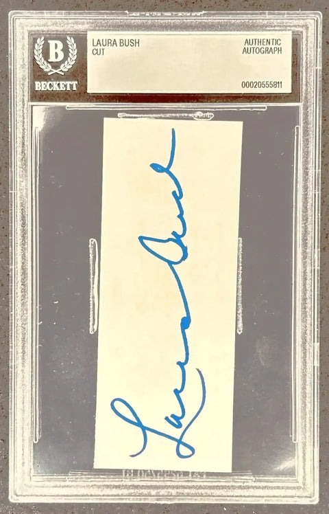 First Lady Laura Bush autographed cut signature BAS slab - AutographsForSale.com