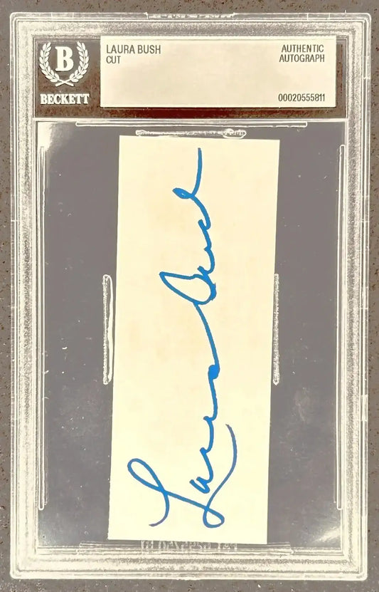 First Lady Laura Bush autographed cut signature BAS slab - AutographsForSale.com