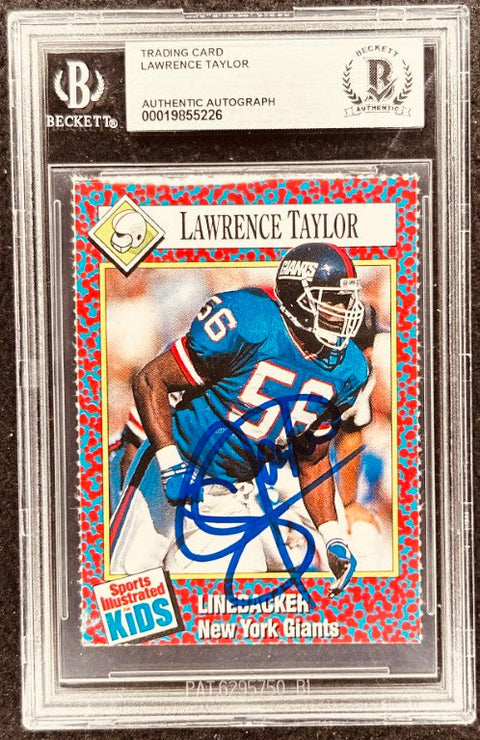 Lawrence Taylor signed Giants 1991 SI for Kids card BAS