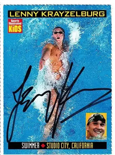 Lenny Krayzelburg autographed SI for Kids card - Olympic backstroke swimmer, signed in black Sharpie