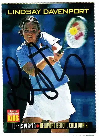 Lindsay Davenport autographed SI for Kids card - tennis player, signed in black Sharpie
