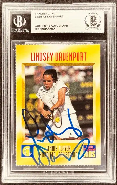 Lindsay Davenport autographed tennis trading card, Beckett authenticated, signed memorabilia