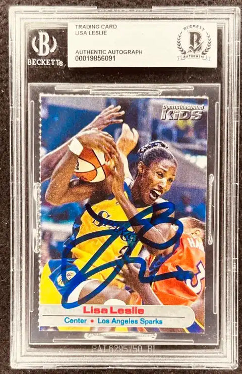 Lisa Leslie autographed basketball trading card, Beckett authenticated, Los Angeles Sparks center