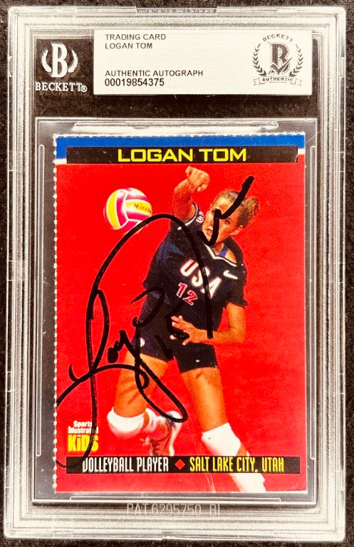 Logan Tom autographed volleyball trading card, Beckett authenticated, Salt Lake City, Utah