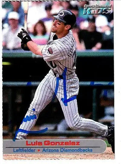 Luis Gonzalez autographed SI for Kids card - outfielder for the Arizona Diamondbacks, signed in black Sharpie