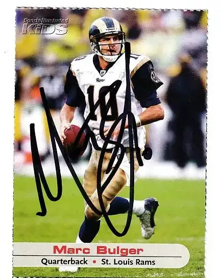 Marc Bulger autographed SI for Kids card - quarterback for the St. Louis Rams, signed in black Sharpie