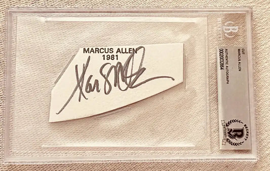 Marcus Allen 1981 signed cut autograph encased in Beckett authentic holder