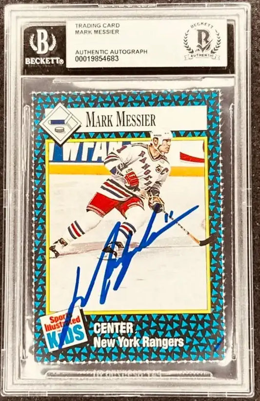 Mark Messier signed NY Rangers 1992 SI for Kids card BAS slab - AutographsForSale.com