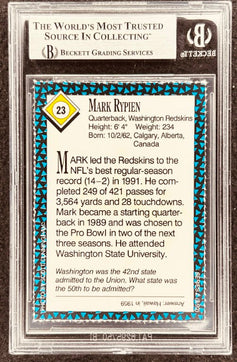Mark Rypien signed Redskins 1992 SI for Kids card BAS slab - AutographsForSale.com