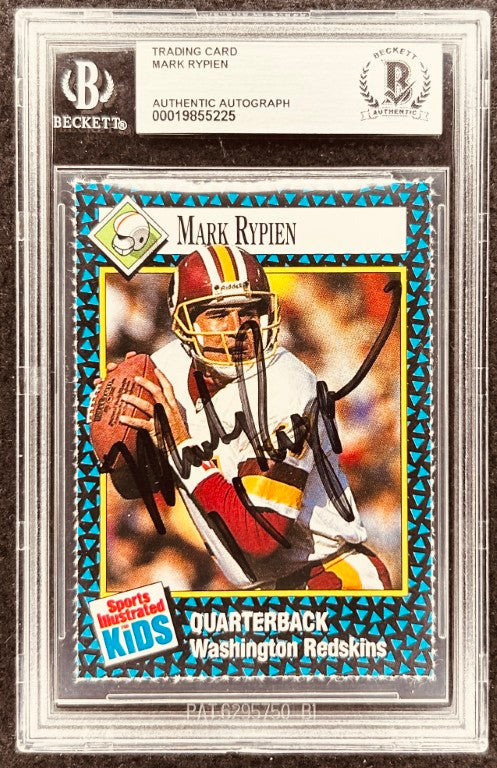 Mark Rypien signed Redskins 1992 SI for Kids card BAS slab - AutographsForSale.com