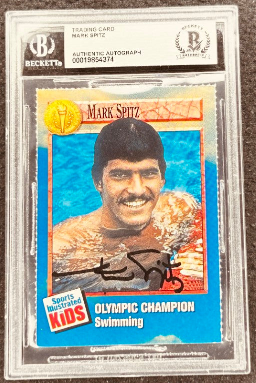 Mark Spitz Olympic Champion swimming autographed trading card, Beckett authenticated, Sports Illustrated Kids