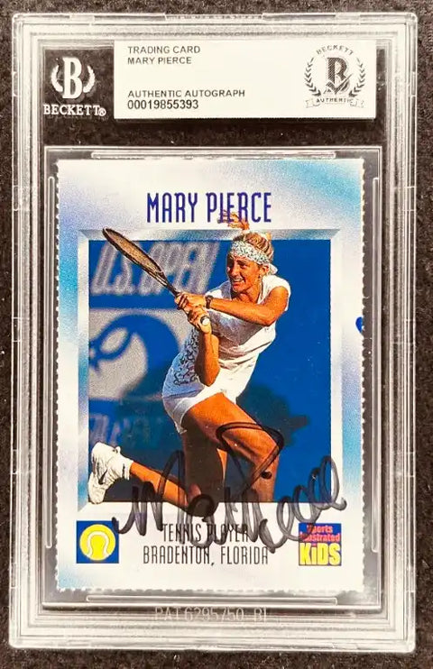 Mary Pierce autographed tennis trading card, Beckett authenticated, signed memorabilia
